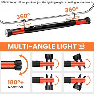 Lampe de travail LED portable lumineuse, ABS IP44, rechargeable, 2 bases magnétiques, crochet rotatif à 360°, pince de fixation, atelier, <span class=keywords><strong>garage</strong></span>, <span class=keywords><strong>automobile</strong></span>, chantier - Product Image 3