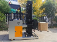 Chariot élévateur électrique à trois voies 1200kg 1600kg VNA, chariot élévateur sur plateforme avec tourneplateforme, levée 6000mm pour entrepôt à allées étroites