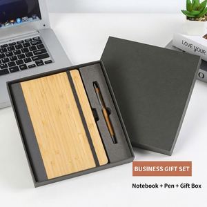 Custom Green Business Diary Pen Gift Set Black Eco-Friendly A5 Bamboo Wooden Recyclable Paper <b>Cover</b> Back School Graduation - Product Image 2