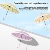 Parapluie de golf moderne de style japonais-coréen, minimaliste, avec poignée droite, design bicolore, structure à 16 baleines, ouverture automatique, robuste