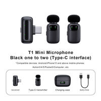 T1 Mini changeur de voix de microphone Lavalier sans fil à suppression de bruit avec étui de charge à affichage numérique pour TikTok YouTube