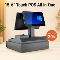 Sistema POS Todo en Uno con Pantalla Táctil de 15.6 Pulgadas, Caja Registradora con Windows 10 y Android, Doble Sistema Operativo, Intel I5, para Restaurantes, Supermercados y Comercios Minoristas