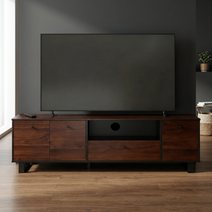 Soporte de TV moderno de madera con almacenamiento para televisores de 65 pulgadas o más, muebles de sala de estar, diseño minimalista, montaje en el suelo - Product Image 2