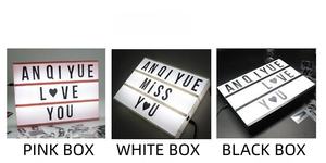 Boîte à lumière de cinéma avec lettres, enseigne lumineuse à lettres changeantes de couleur avec 260 lettres noires et colorées et émoticônes - Product Image 6