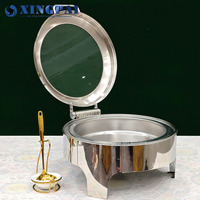 XINGPAI Chaud Classique De Luxe Rond Argent Réchaud De Mariage En Acier Inoxydable Buffet Réchauffeur De Nourriture Ensemble pour La Restauration