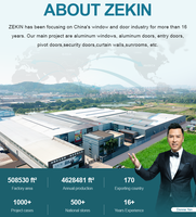 Ventana de Aluminio con Rotura de Puente Térmico ZEKIN, Certificación NFRC, Aislamiento Acústico y de Agua, Doble Vidrio, Ventana Francesa con Rejilla SDL