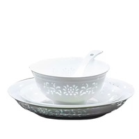 Service de table en porcelaine sculptée Jingdezhen Linglong, nouveau style chinois, céramique blanche de haute qualité, compatible lave-vaisselle/micro-ondes/four