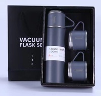 Precio bajo, alta calidad, 500ml, ventosa de negocios, termo, termo de acero inoxidable, juego de regalo, una taza, dos tapas, caja de regalo