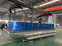 Kapal Ponton Mewah Berbahan Aluminium 19 kaki 5.8 m, Dua Lambung, untuk Memancing, dengan Mesin Luar Papan (Outboard Engine) untuk Penggunaan di Danau & Sungai