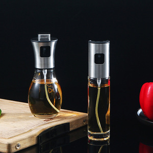 Glass Oil Sprayer Bottle 304 Stainless Steel Press Type Kitchen Cooking Tool Set Barbecue Seasoning Oil Dispenser - Product Image 1