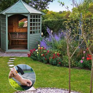 Cylgssz U-Shaped Landscape Staples 4 Inch Green Galvanized Steel <b>Garden</b> Stakes For Weed Barrier 30-Pack - Product Image 4