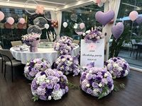 Bunga Sutra Ungu Berkualitas Tinggi 40cm, Bunga Simulasi Realistis untuk Dekorasi Meja Pernikahan Natal, Bola Bunga Buatan Tangan