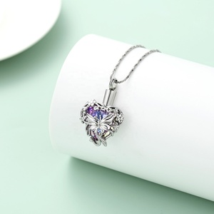 Amour Coeur Urne Cendres Collier pour Femmes Papillon Crémation Bijoux Mémorial Souvenir Urne Médaillon Collier - Product Image 5