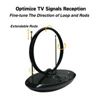 Antenne TV intérieure ANTOP Loop 28dB à gain élevé 75 Ohm en acier et plastique, support de table, moule privé, origine Chine pour réception VHF/UHF