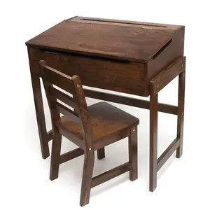 Kids Furniture Wholesale antique farmhouse Small Wood Child's Slanted Top Desk & Chair