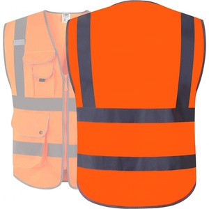 Chaleco de Seguridad Naranja de Alta Visibilidad, ANSI Clase 2, Tiras Reflectantes en Pecho, Cintura, Hombros y Espalda, Múltiples Bolsillos - Product Image 3