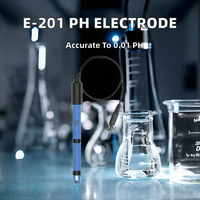 Elektroda PH E-201 untuk Laboratorium, Harga Terbaik, Double Junction, Cangkang Biru PC, Bohlam, OEM ODM, Probe PH, Akurasi 0.01pH, Rentang 0.0-14.0pH