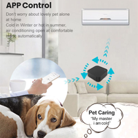 Télécommande universelle infrarouge WiFi Tuya pour téléviseur et climatiseur, avec apprentissage des codes et contrôle par application smartphone.