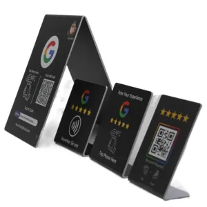 SUNLAN özel NFC masa ekran Google yorum su geçirmez PVC RFID 13.56MHz Touchless menü arayüzü NFC standı