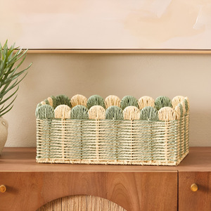 Handmade Paper <b>Rope</b> Woven <b>Storage</b> <b>Basket</b> Rectangle Large Capacity For Clothes Toys Desktop Organizing - Product Image 1