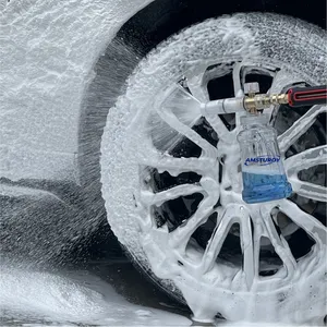 Cañón de espuma de acero inoxidable resistente, manguera de agua de plástico, lavadora de coche, tapa de botella verde automotriz, lanza para nieve transparente