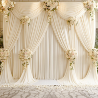 Rideaux de fond de scène de mariage en soie laiteuse champagne, draperies de luxe ondulées pour la décoration de scène de mariage et d'événements