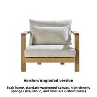 Canapé d'extérieur en teck pour cour, jardin, villa, maison d'hôtes – Mobilier en bois massif, étanche, anti-corrosion, mobile, pour loisirs en plein air