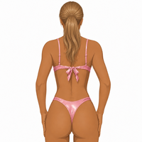 Ensemble de maillot de bain bikini pour femme, en tissu brillant recyclé, avec breloque personnalisée OEM, double doublure, armatures, push-up et couvrance minimale, Fabricant