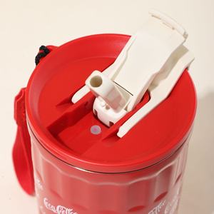 Yaratıcı yüksek kalite 304 paslanmaz çelik Mini yalıtımlı fincan taşıma askısı ile çift içme saman fincan - Product Image 5