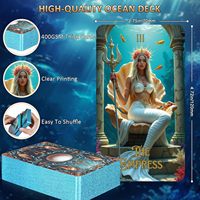Cartes de tarot personnalisables en papier avec feuille d'aluminium bleue, coins biseautés, vente en gros, estampage à chaud, impression couleur, PET, imperméables, pour la famille