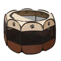 Tente octogonale pour animaux de compagnie en tissu Oxford, résistante aux rayures, pliable, cage pour chien, maison pour chat, niche de mise bas, motif empreinte de patte, modèle A1-668