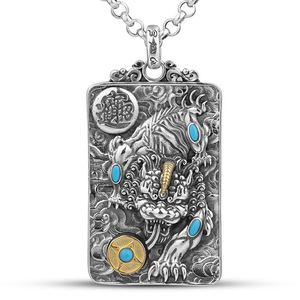 Pendentif <span class=keywords><strong>Pixiu</strong></span> en gros pour hommes, rotatif, rétro, puissant, personnalisé, tendance, collier pendentif pour hommes - Product Image 5