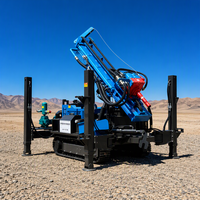 Machine de forage de puits d'eau, profondeur 300 mètres, plateforme de forage de puits d'eau diesel avec compresseur d'air sur chenilles