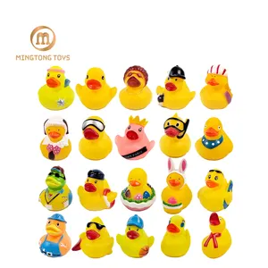 Wholesale Kids Mini Bath Shower Toy Mixed Bulk Unique Yellow Queen King Surfboard Soccer Team Football Rubber Duck With Skis