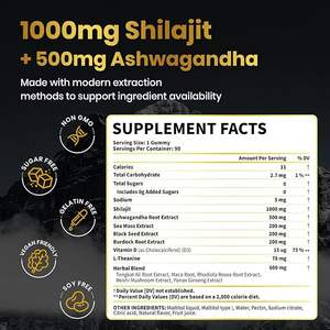 Gomitas de Shilajit de Marca Privada ODM/OEM, Suplemento Enzimático de Shilajit Puro del Himalaya con Ácido Fúlvico y Más de 85 Minerales Traza - Product Image 2