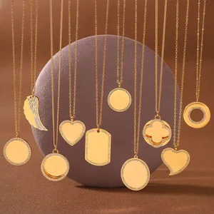 INS Offre Spéciale bijoux gravure en acier inoxydable conception cercle coeur personnalisé Laser Logo gravé nom vierge pendentif collier