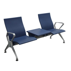 Sillas de espera de aleación de aluminio, color azul PU, de 3 asientos en fila, para aeropuerto, estación de autobuses, hospital, uso público - Product Image 3