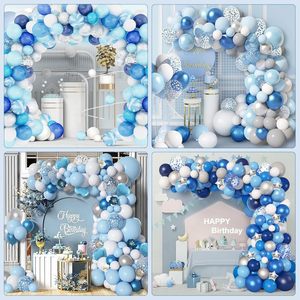 Ensemble d'arche de <span class=keywords><strong>ballon</strong></span> en Latex <span class=keywords><strong>bleu</strong></span> Confettis en métal Décorations sur le thème de l'océan pour l'anniversaire des garçons Baby Shower pour la Saint-Valentin - Product Image 5