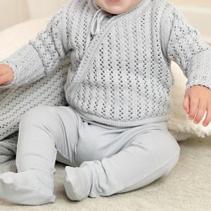 Conjunto de Ropa para Bebé Niña o Niño, Color Sólido, Manga Larga, Suéter de Punto de Alta Calidad, Cárdigan, 3 Piezas, Ropa Personalizada de Boutique con Gorro - Product Image 3