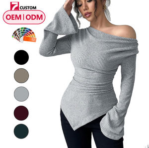 เสื้อไหมพรมแขนบานทรงเข้ารูป รุ่น Y2601 สำหรับผู้หญิง สไตล์เกาหลี ผ้าโพลีเอสเตอร์ผสมสแปนเด็กซ์ หนา ใส่สบาย สีพื้น ทรงปกติ - Product Image 1