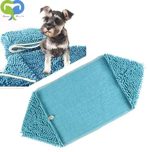 Синий 60x35 см для домашних животных, банное полотенце, ультра мягкое синельное микроволокно собака сухое полотенце карманы для рук супер абсорбент прочный быстросохнущее полотенце