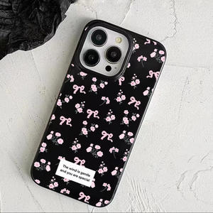 Custodia per telefono con motivo floreale a schermo intero retrò di lusso per 17Promax 16E 16 15 14 13 12 <span class=keywords><strong>11</strong></span> <span class=keywords><strong>Pro</strong></span> Max 16 Plus <span class=keywords><strong>Cover</strong></span> antiurto <span class=keywords><strong>nera</strong></span> - Product Image 1