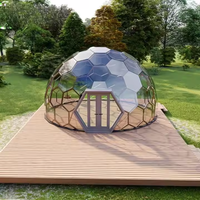 Dôme géodésique de luxe extérieur 7m/8m entièrement transparent, maison dôme miniature de safari, boule igloo en verre PC haute pour le glamping, les complexes hôteliers et les hôtels