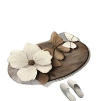 Tapis de salle de bain antidérapant haut de gamme, design papillon 3D, style luxe léger ; Tapis de salle de bain en terre de diatomée ; Tapis