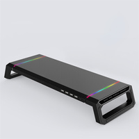 Support d'écran intelligent RGB avec hub USB 3.0 à 4 ports, station d'extension, organiseur de bureau pliable, support de base