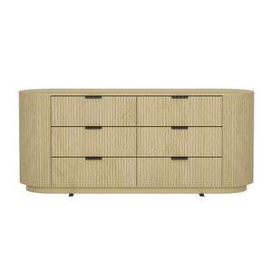 Modern 6-Drawer Solid Wood <b>Vanity</b> <b>Table</b> with MDF Panels-Curved Design Bedroom Storage-Guangdong Origin - Product Image 1