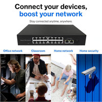 Conmutador PoE Ethernet de red Gigabit SFP RJ45 de 16 puertos no gestionado 10/100/1000Mbps Todo para instalación de cámara IP CCTV