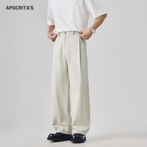 <span class=keywords><strong>Pantaloni</strong></span> Casual da Uomo in Cotone e <span class=keywords><strong>Lino</strong></span> Primavera Estate 2026, Gamba Larga, Stile Workwear con Doppia Pieghezza - Product Image 3