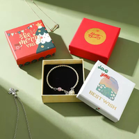 Boîte à bijoux personnalisée pour Noël, boîte d'emballage en papier avec couvercle et base pour bague, collier, boucles d'oreilles, bracelet