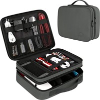 Bolsa Organizadora de Cables Premium, Bolsa de Transporte Electrónica Multifuncional Universal con Separador de Velcro Ajustable y Asa